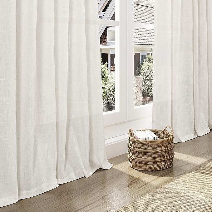 Linen Curtains 96 inches Long for Bedroom Back Tab Light Filtering Privacy - Image 6