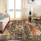 Yamaziot 9x12 Large Area Rug, Non-Slip Washable Boho Living Room Rug | Stain - Image 5