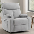 Swivel Power Recliner Chair for Adults with Full Body Massage, Electric Rocker Recliner Chairs for Living Room with USB and Type-C Ports, Fabric Rocking Reclining Sofa Chair (LightGrey)