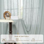 Greyish Blue Semi Sheer Linen Curtains 60 Inch, 2 Panels | Light Filtering - Image 8