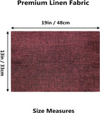 Home Brilliant Red Placemats for Holiday Linen Placemats Heat Resistant Dining Table Mats Kitchen Place Mats Dinner Decor, Set of 6, Wine Red