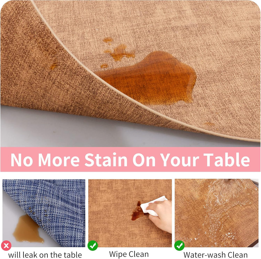 Maxpearl Faux Leather Placemats Set of 6 - Waterproof - Wipe Clean - Heat Resistant - Anti Slip Dining Table Place Mats, Suitable for Indoor & Outdoor Use, 17’’×12’’, Brown