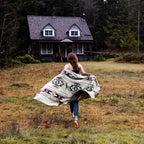 Inca Aztec Throw, Queen, King Blanket | Southwest Indian Navajo Boho Style | Native Cover for Camping, Bedding, Couch, Vanlife | Faux Alpaca, Lightweight, Hypoallergenic (Chimborazo Beige, King)