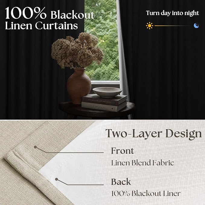 Extra Long Blackout Pleated 126 Inch Curtains Floor Ceiling Oatmeal Beige | - Image 5