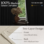 112 Inch Linen Blackout Curtains Pinch Pleated - Image 3