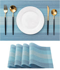 CADONO Placemats Set of 4 Washable Indoor/Outdoor Vinyl Place Mats for Dining Table Durable Non-Slip Heat Resistant PVC Weave Table Mats（Ocean Geode）
