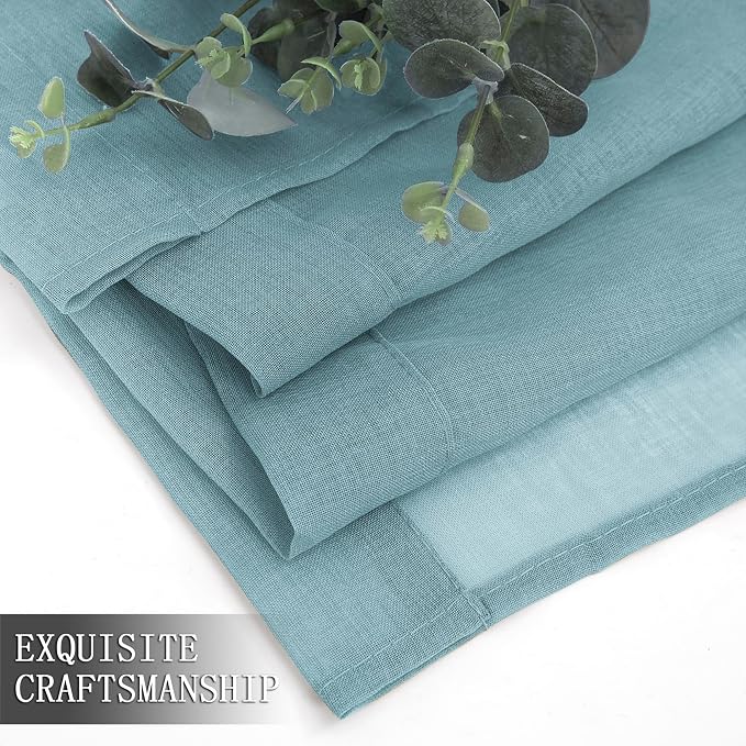Tollpiz Short Sheer Curtain Linen Textured Living Room Curtains Sheer Light - Image 7