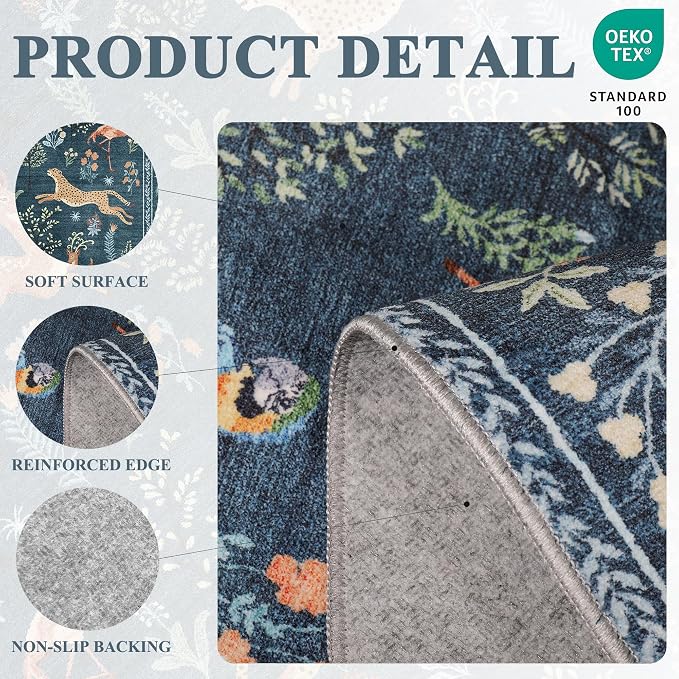 DUKINO 2x10 Kitchen Runner Rug, Soft Non Slip Animal Washable Rug, Non-Shedding - Image 4