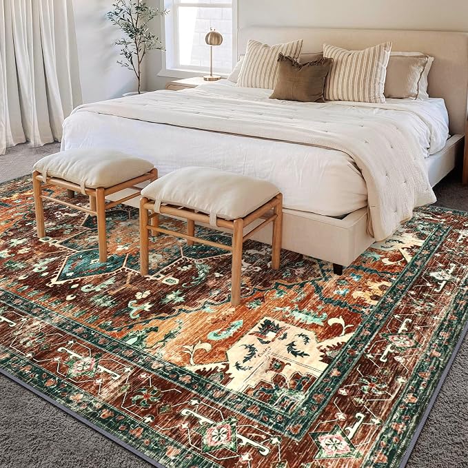 Yamaziot 6x9 Large Area Rug, Non-Slip Washable Boho Living Room Rug | Stain - Image 7