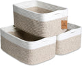 NaturalCozy 13.5”x8.5”x5.5” Storage Baskets for Shelves 3 Pack | Cotton Rope Woven Small Baskets for Organizing | Small Storage Bins for Nursery, Bathroom, Closet, Cube Shelf, Decorative, Gift