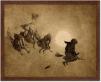 Poster Master Vintage William Holbrook Beard Poster - Retro Occult Print - Gift for Gothic, Horror Fan - The Witches Ride, Pagan, Goth, Magic - Wall Decor for Bedroom, Dorm, 8x10 Brown Framed