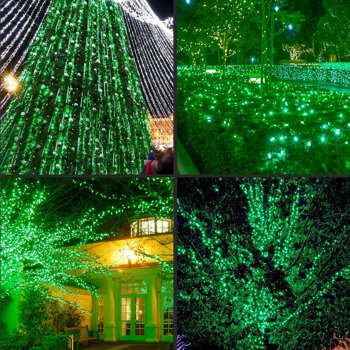 100Count (2pk of 50L) String Lights, LED Christmas Lights, 6" SPACING,Green Wire,Green