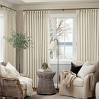 Pinch Pleat Extra Wide Beige Linen Curtain 120 Inches Long 70 Wide 1 Panel | - Image 9