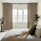 Pinch Pleated Memory Trained Linen Semi Sheer Brown Latte Curtains 50Wx90L | - Image 9