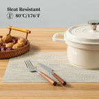 Leetaltree Wheat Placemats Set of 4 - Heat Resistant Non-Slip Place mats for Dining Table, Washable Durable PVC Vinyl Woven Table Mats（Wheat, 4）