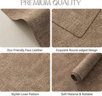 Romanstile Vinyl Placemats Set of 8-12 X 18 Inch - Heat Resistant Place Mats 100% Waterproof Oilproof Wipeable Reversible Faux Leather Table Mats for Kitchen/Dining/Party/Outdoor, Coffee