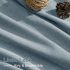 Light Blue Linen Curtains Semi Sheer 96 Inches Long 2 Panels Set - Image 5