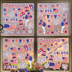 Iconikal July 4th Static Cling Window Decorations, Patriotic American Flag, 200-Count