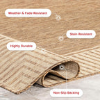 nuLOOM 5' x 8' Outdoor Area Rug, Casual Design With Striped Border, Stain Resistant, Highly Durable, For Patio, Balcony, Bedroom, Living Room, Dining Room, Bathroom, Light Brown