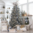 Sea Team Shatterproof Clear Plastic Christmas Ball Ornaments Decorative Xmas Balls Baubles Set with Stuffed Delicate Decorations (100mm/3.94 inch 16-Pack, Stone Blue)