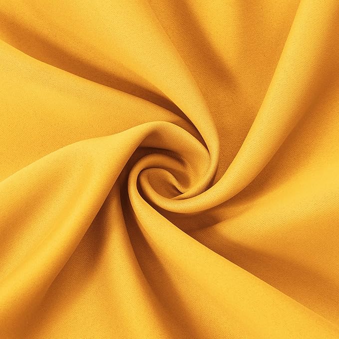 Yellow Blackout Curtains 34 x 84 Inches Long/Set of 2 Curtain Panels/Thermal - Image 4