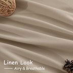 Sepia Beige Linen Curtains 84 Inch Length 2 Panels Set - Image 4
