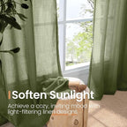BGment Olive Green Linen Sheer Curtains 84 Inches Long - Image 5