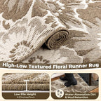 Findosom Hallway Runner Rug 2x8, Non Slip High-Low Textured Floral Washable - Image 5