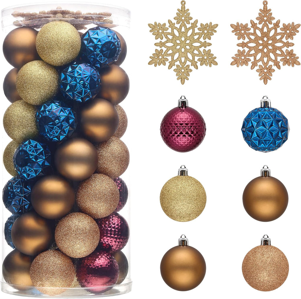 Valery Madelyn Christmas Tree Decorations Ornament Set for Fall Halloween, 50ct 2.36 Inches Bronze Copper Purple Shatterproof Christmas Ball Ornament Hanging Xmas Holiday Party Decor