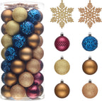 Valery Madelyn Christmas Tree Decorations Ornament Set for Fall Halloween, 50ct 2.36 Inches Bronze Copper Purple Shatterproof Christmas Ball Ornament Hanging Xmas Holiday Party Decor