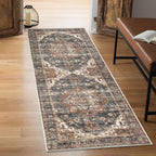 Keen Home Design 2x12 Rug - Machine Washable Runner with Non-Slip Backing, Ideal for Hallway, Entryway, Kitchen, Laundry Room - Vintage, Easy Clean, Durable, Low Pile Rug - (2'6" x 12')