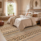 cotiled 10x12 Area Rugs Washable Boho Living Room Rug Brown/Beige | Stain - Image 6
