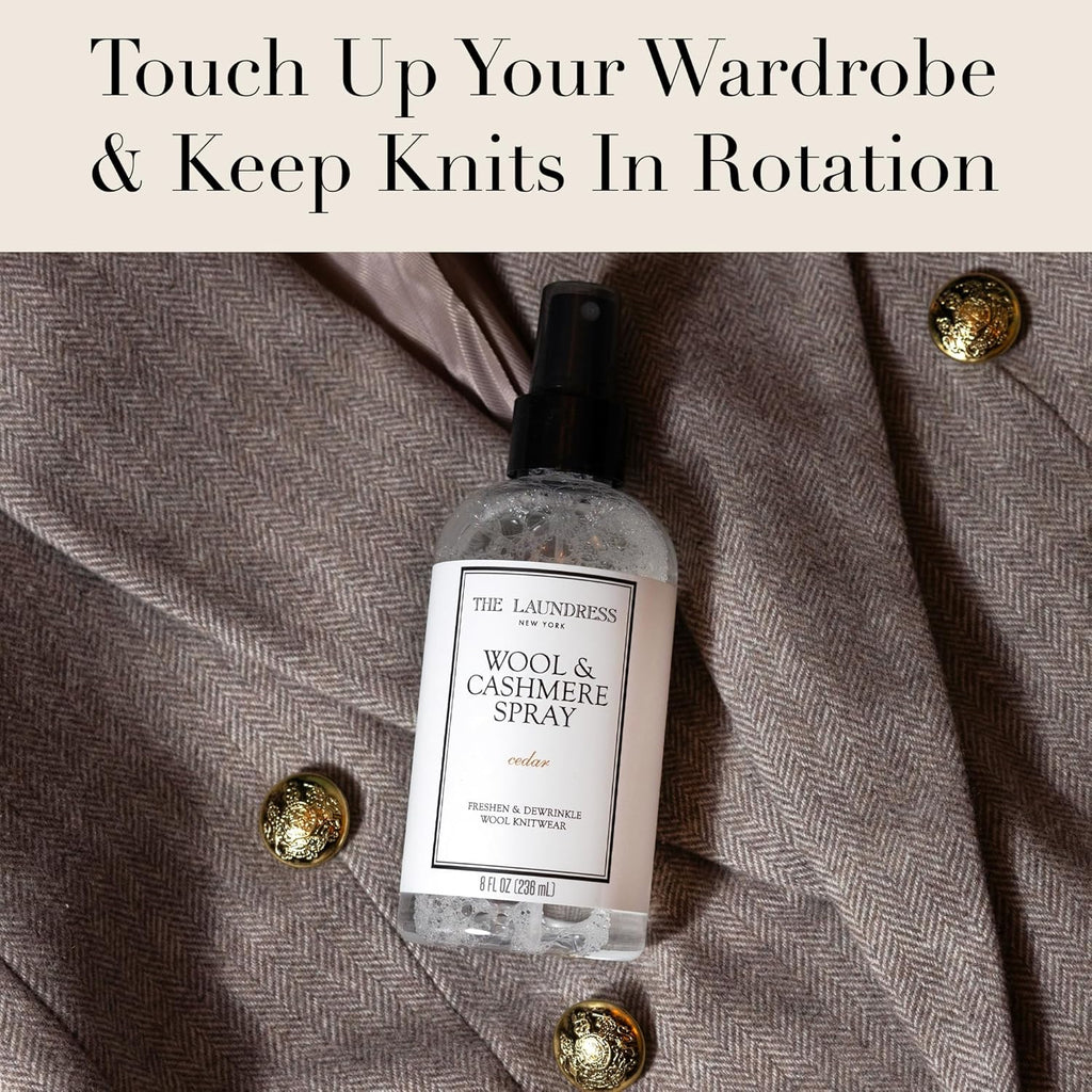 The Laundress Wool and Cashmere Fabric Spray, Wool Dewrinkle Spray, Upholstery and Linen Spray, Fabric Refresher, Cedar Scent, 8 Fl Oz
