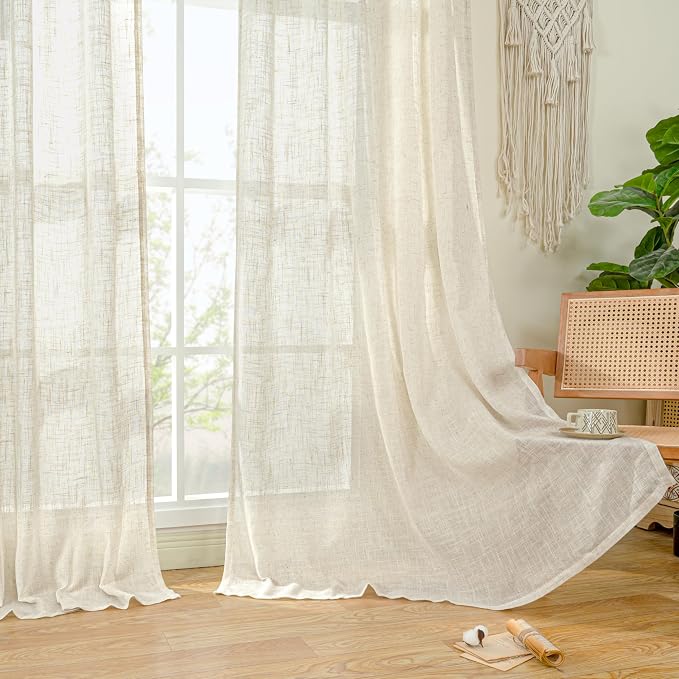 Natural Semi Sheer 48 Inch Linen Curtains - Image 8