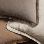 MIULEE Linen Fringe Decorative Fall Euro Throw Pillow Covers Coffee 26x26 | Set - Image 4