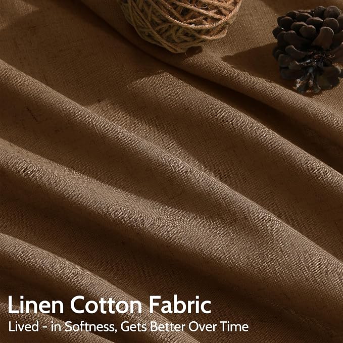 Tobacco Brown Linen Curtains 63 Inches Long 2 Panels - Image 4