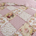 NEWLAKE Quilt Set King Size, Bedspread Sets Pink Botanical Floral, Reversible Quilt Bedding Set Lightweight and Breathable for All Seasons, Soft Quilted Bedspread with 2 Pillow Shams