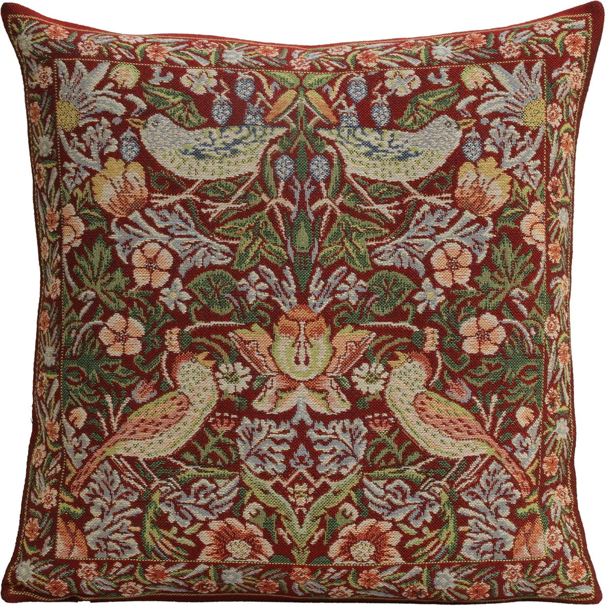 Charlotte Home Furnishings Throw Pillow Covers 16x16 in, Red Strawberry Decorative Couch Pillow Covers, Boho European Tapestry Cushion Cases, Living Room Cozy Home Decor, Jacquard Woven Soft Cotton