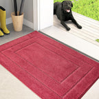 PURRUGS Dirt Trapping Door Mat 24" x 35.5", Non-Slip/Skid Machine Washable Entryway Rug, Dog Doormat, Super Absorbent Welcome Mat for Muddy Wet Shoes and Paws, Burgundy Red