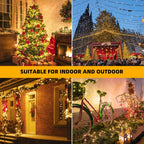 Music Motion Sensor Christmas String Lights 105ft 300 LED, Warm White Christmas Tree Light，End to End Plug In 6 Modes Christmas Lights, Waterproof for Indoor Outdoor Tree Party Yard Room Decor