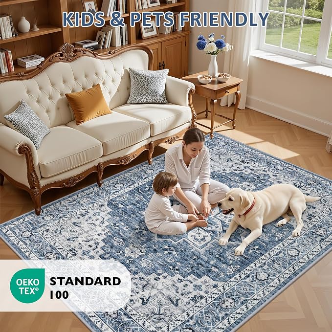 2x3 Area Rugs Living Room: Washable Vintage Rug - Image 8