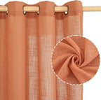 Burnt Orange Linen Curtains 95 Inch Length 2 Panels, Linen Textured Light - Image 2
