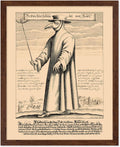 Poster Master Vintage Medieval Poster - Retro Illustration Print - Gift for Friend - Plague Doctor, Pandemic Mask, Physician, Black Death - Wall Decor for Home, Living Room, 8x10 Brown Framed