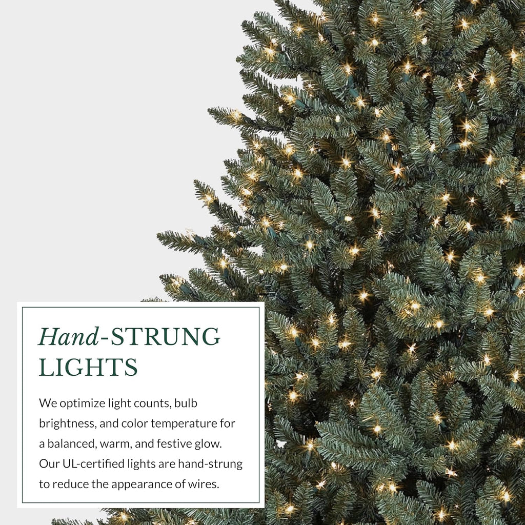 Balsam Hill 5.5 ft Pre-Lit Classic Blue Spruce - Artificial Christmas Tree with 400 LED Clear Lights, Easy Plug Technology, Premium Stand & Storage Bag for Indoor Holiday Decorating