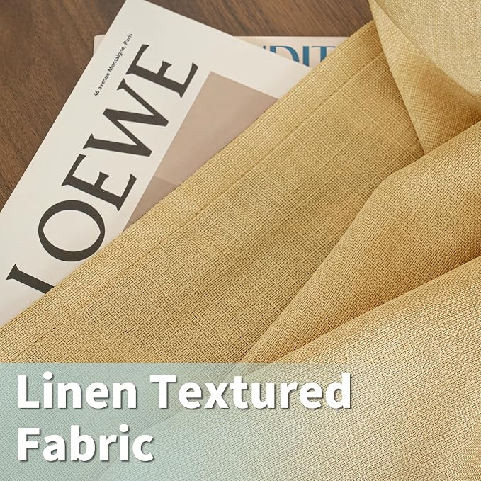 Linen Curtains 95 Inch Length for Living Room 2 Panels, Caramel Brown | Semi - Image 8