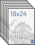 MCS Original Poster Frame 18x24 Black Lightweight Vertical & Horizontal Wall Hanging Large Picture Frame for Posters, Art Prints & Gallery Wall (6-Pack)