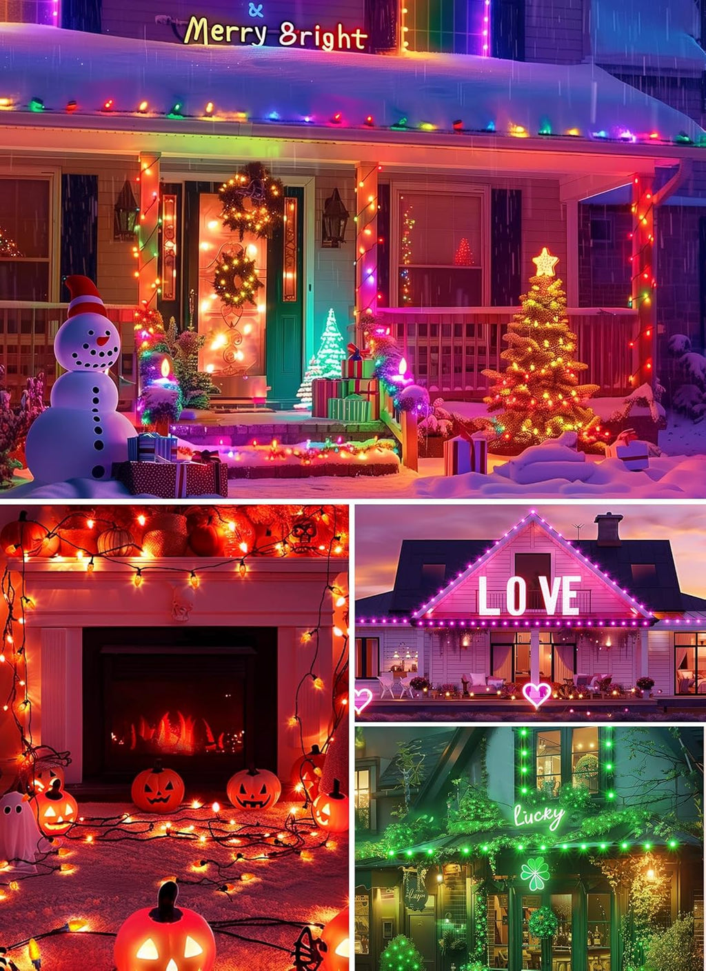 Brightown Smart C9 Christmas Lights Outdoor, 100 LED Christmas Color Changing Fairy Lights App Control, Music Sync, RGB, Shatterproof Connectable C9 String Lights for Tree House Indoor Xmas Decor