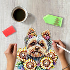 SENQAO Dog Diamond Art Hanging Kit for Adult, Special Shaped Rhinestone, Double Sided DIY Acrylic Diamond Art Painting Window Pendants Home Garden Wall Hanging Kits Hanging Ornament (Sunflower)