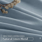 Light Blue Pleated Linen Blackout Curtains 90 Inches Long 2 Panels W40xL90 | - Image 3