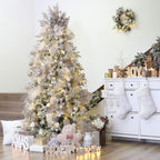Sea Team Christmas Baubles Set Clear Plastic Shatterproof Multi-Size Decorative Christmas Baubles with Stuffed Delicate Decorations (25 Pieces, Champagne)